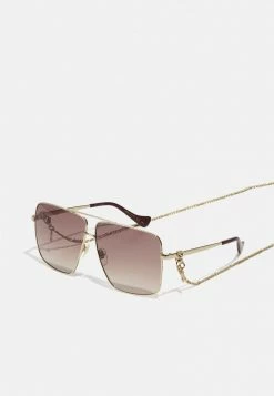 Günstiges Gucci || Knirps Geschäft 34 Gucci Sonnenbrille - Gold/gold/brown - Damen